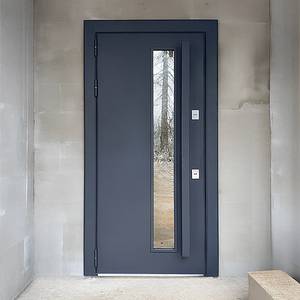 Современная дверь с узким тонированным стеклопакетом